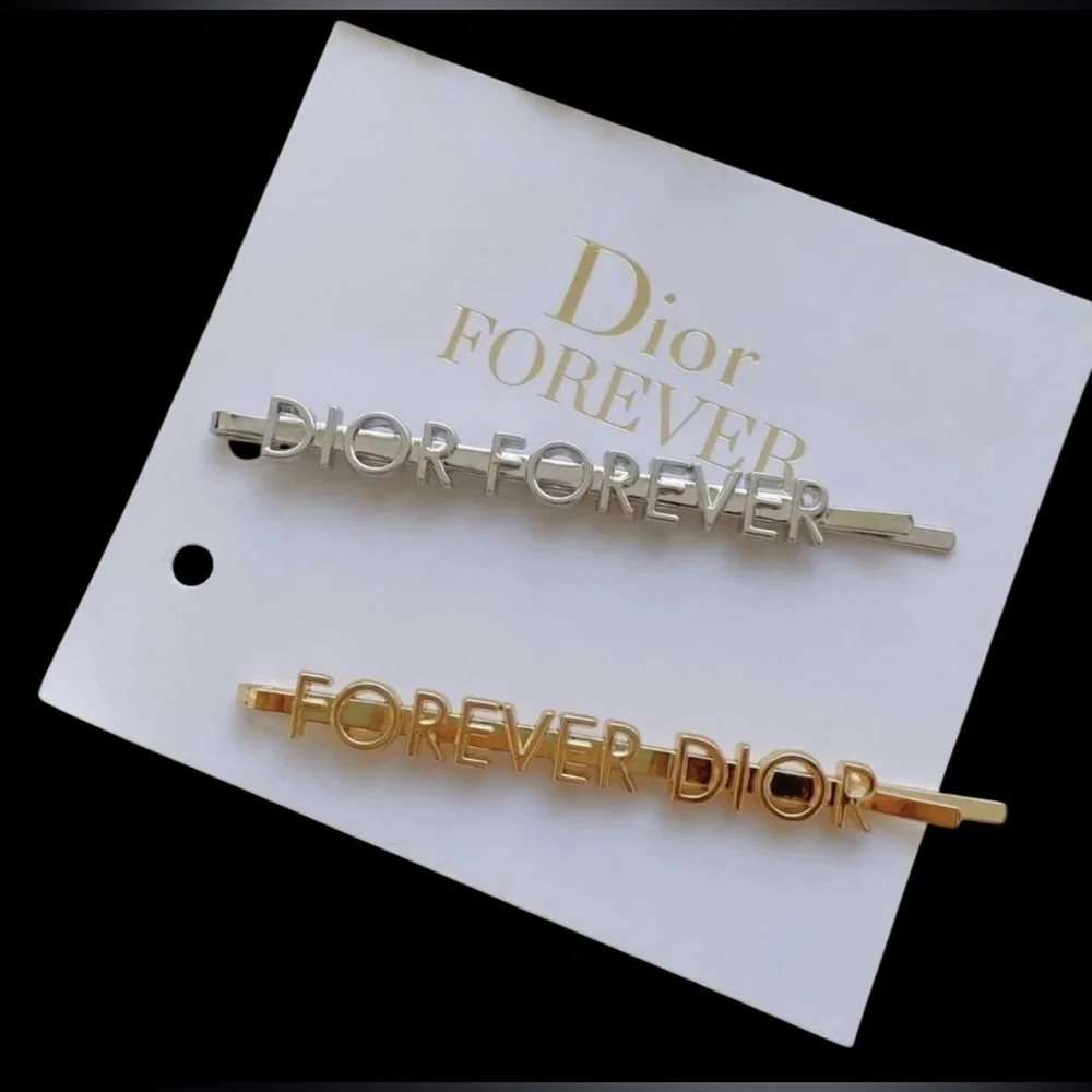 New in Sleeve Dior Set of 2 VIP Gold and Silver Metal Hair Clips Approx 2.5” - Picture 4 of 6